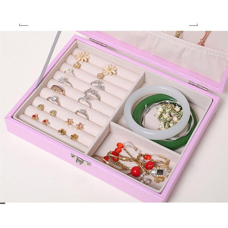 Shopclassyshop PU Leather flannel earrings jewelry box storage box desktop flannel jewelry box dustproof