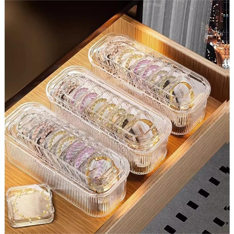 Shopclassyshop Transparent acrylic Individually pack bracelet Organizer storage box dust-proof Crystal beads crystal bracelet jewelry box
