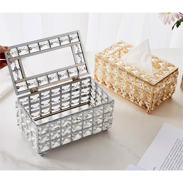 Shopclassyshop Home High-end exquisite metal crystal tissue holder