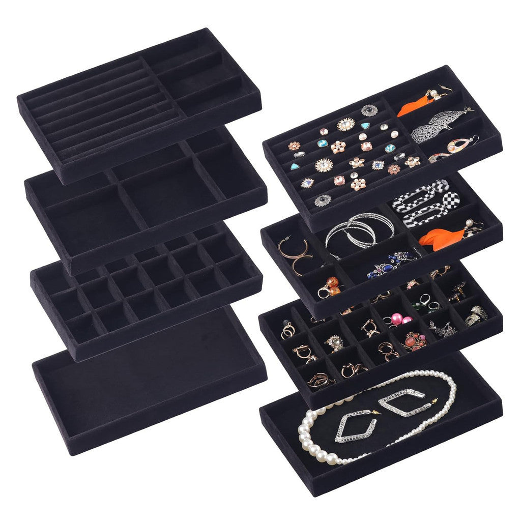 Shopclassyshop 18 Compartment Jewelry Box Velvet Ring Earrings Empty Plate Display Tray customize