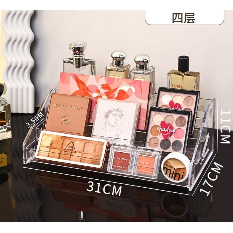 Shopclassyshop Acrylic mini bottle organizer display shelf ladder rack multi-layer perfume organizer steps case artifact