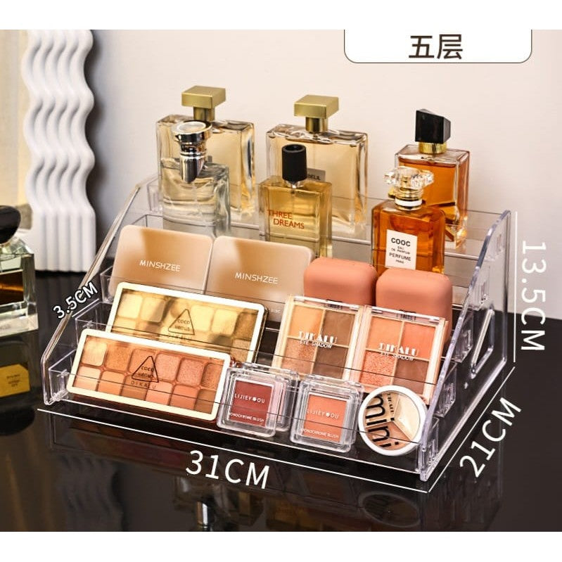 Shopclassyshop Acrylic mini bottle organizer display shelf ladder rack multi-layer perfume organizer steps case artifact