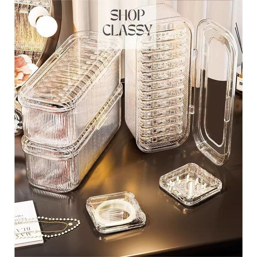 Shopclassyshop Transparent acrylic Individually pack bracelet Organizer storage box dust-proof Crystal beads crystal bracelet jewelry box