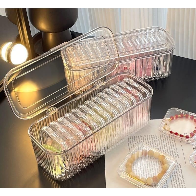 Shopclassyshop Transparent acrylic Individually pack bracelet Organizer storage box dust-proof Crystal beads crystal bracelet jewelry box
