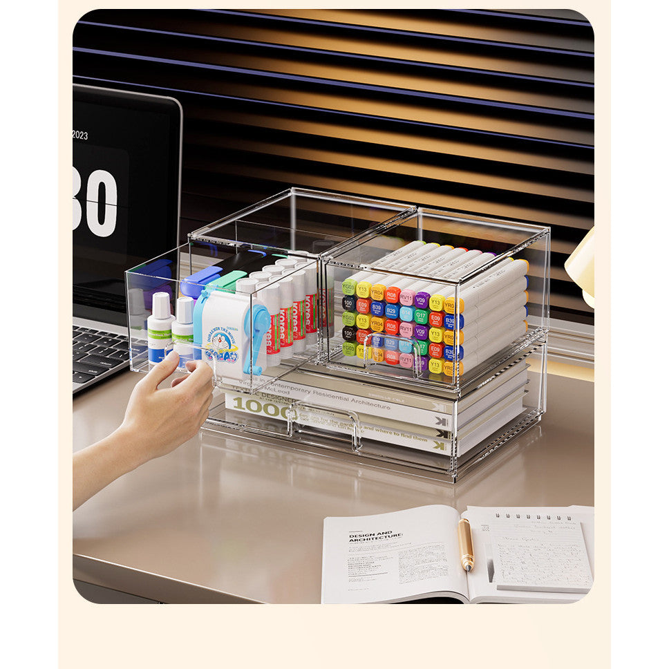 Shoclassyhshop transparent Drawer Model Stackable makeup box lipstick mask skincare products dressing table organizer