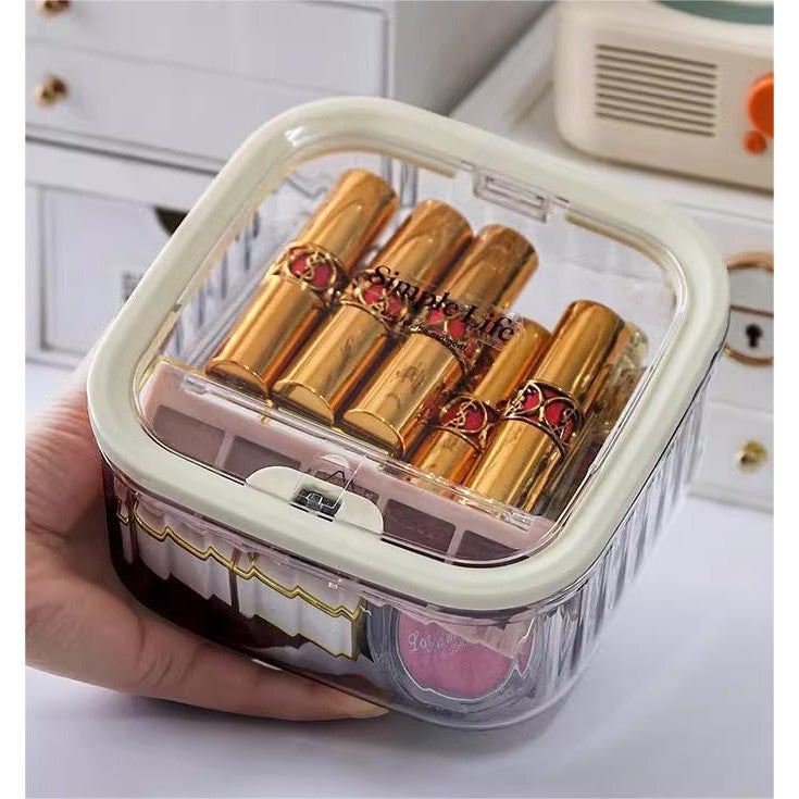 Shopclassyshop Acrylic Automatic Lid-opening Desktop Storage Bucket for Small Cute Desktop Items