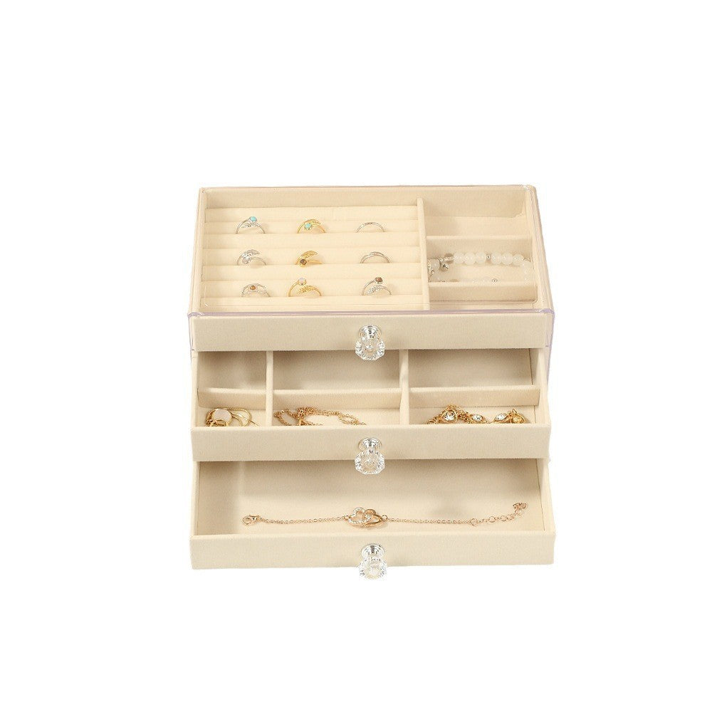 Shopclassyshop 45 Square Slots Exquisite transparent jewelry box drawer women's velvet ring earrings small grid