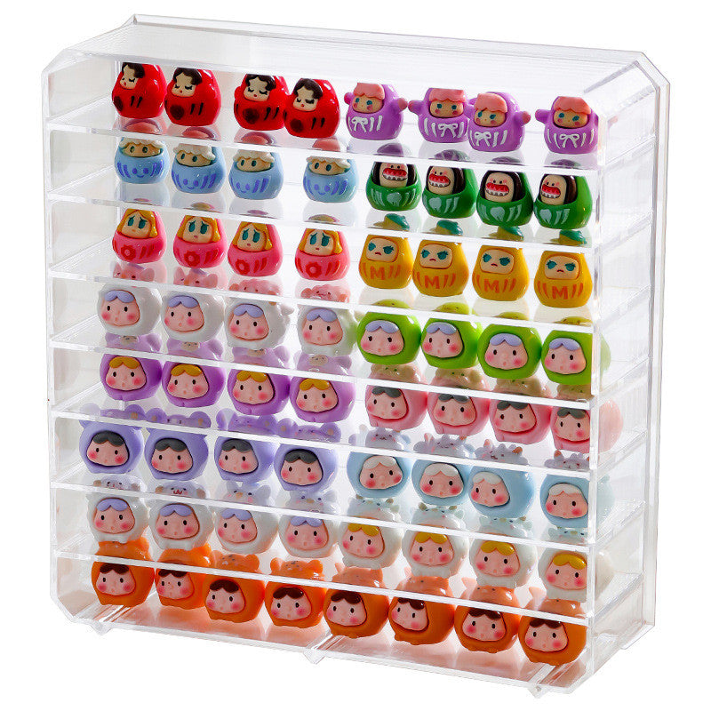 Shopclassyshop Cute pop bean mini doll organizer storage box blind box figure stand multi-layer rotating display shelf