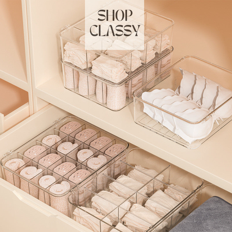Shopclassy Transparent Desktop Dresser panty Bra Case Skincare Product Tea bags coffee variety Organizer Storage box