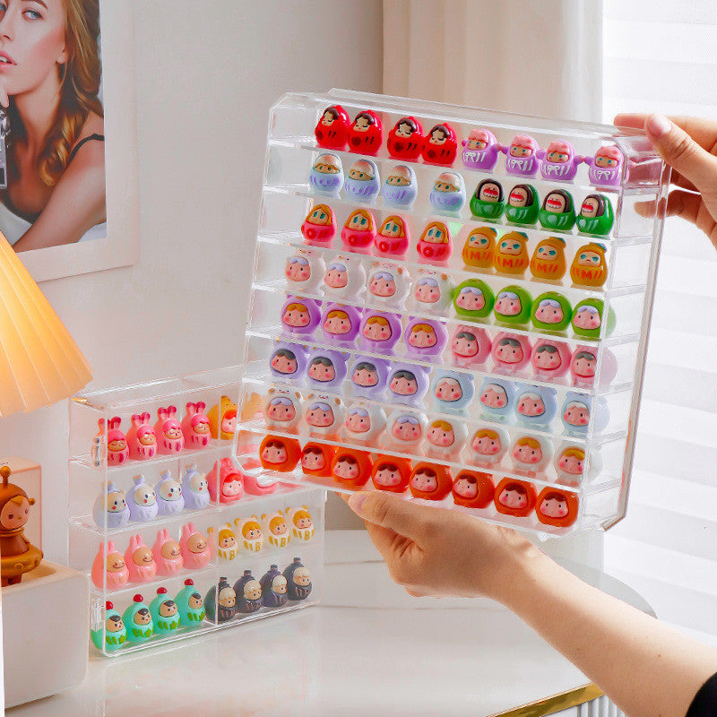 Shopclassyshop Cute pop bean mini doll organizer storage box blind box figure stand multi-layer rotating display shelf
