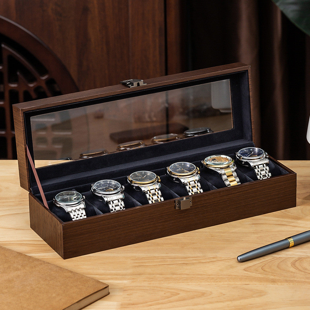 Shopclassyshop walnut wood grain watch jewelry integgrated storage box watch organizer storage box
