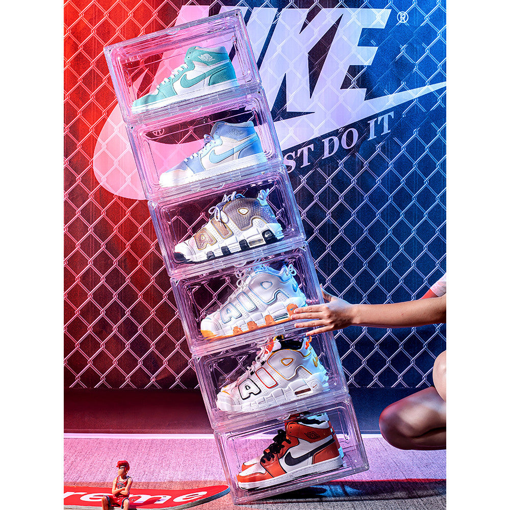 Shopclassyshop shoe/Bag Box stackable acrylic pro magnetic handbags display cabinet dust-proof stackable