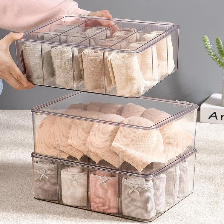 Shopclassy Transparent Desktop Dresser panty Bra Case Skincare Product Tea bags coffee variety Organizer Storage box
