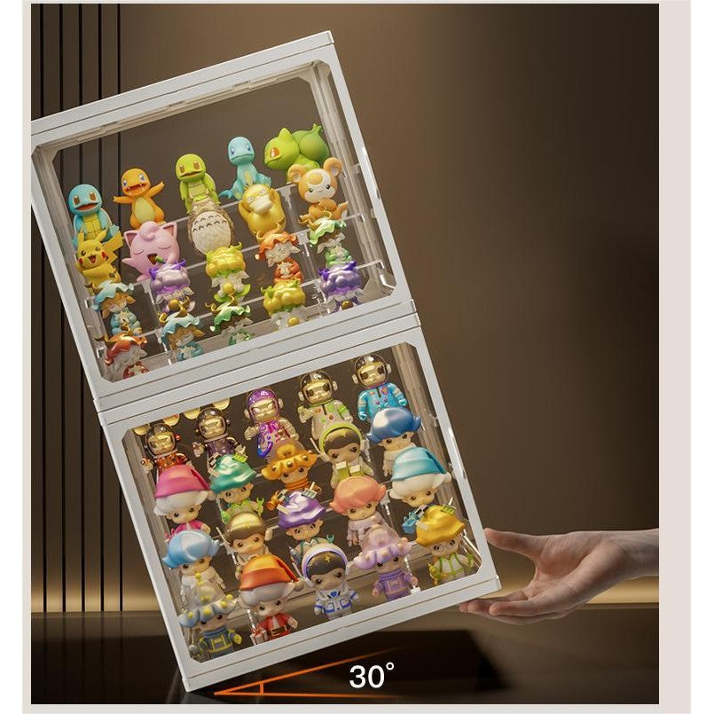 Shopclassyshop Glass Popmart Display box Storage Box with led light for Toys figure pop mart & perfume Storage Dustproof