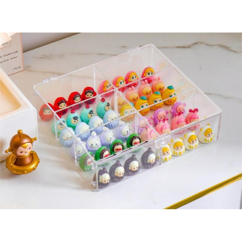 Shopclassyshop Cute pop bean mini doll organizer storage box blind box figure stand multi-layer rotating display shelf