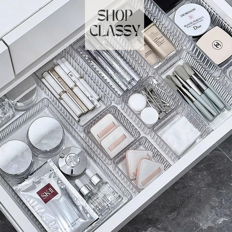 Shopclassyshop Household Drawer Built-in Cosmetics Storage Box Drawer Divider desk stationery Skincare Organizer Storage
