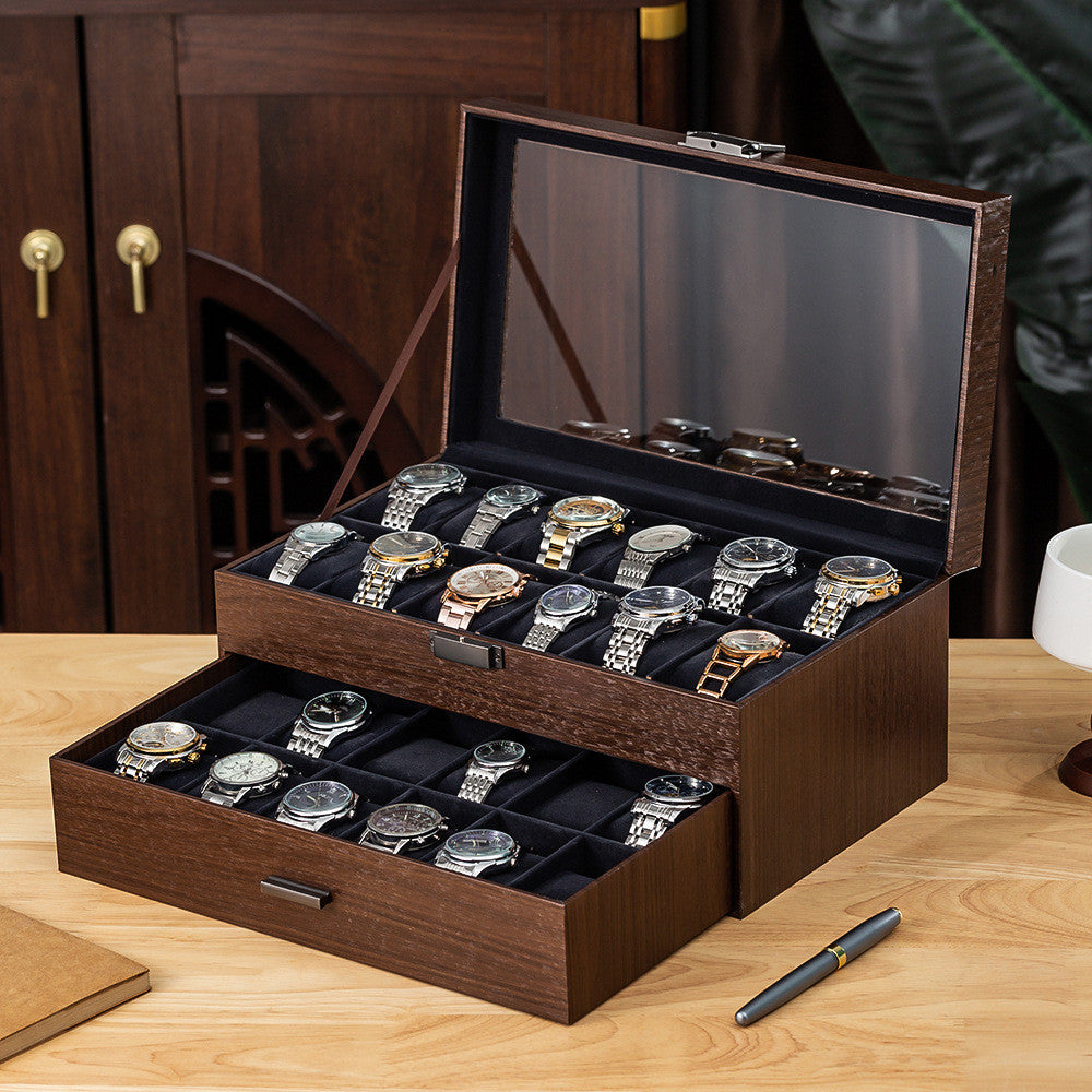 Shopclassyshop walnut wood grain watch jewelry integgrated storage box watch organizer storage box