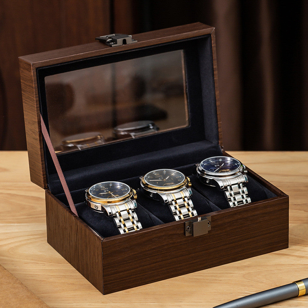 Shopclassyshop walnut wood grain watch jewelry integgrated storage box watch organizer storage box