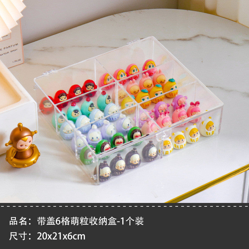 Shopclassyshop Cute pop bean mini doll organizer storage box blind box figure stand multi-layer rotating display shelf
