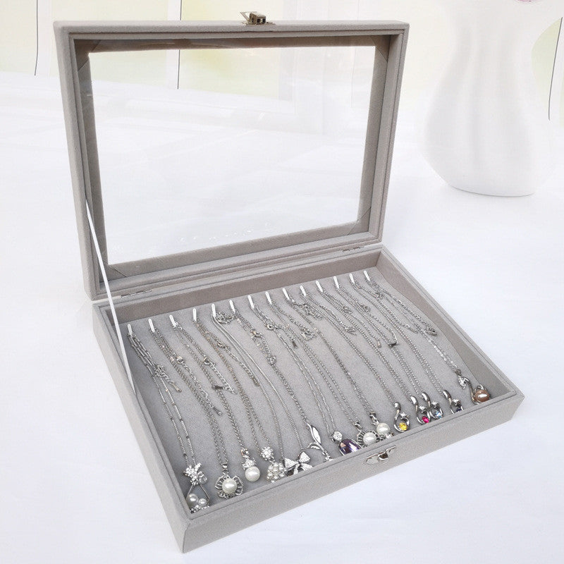 Shopclassyshop Large Compartment Jewelry Box Velvet Ring Earrings Plate Display Jewelry Organizer