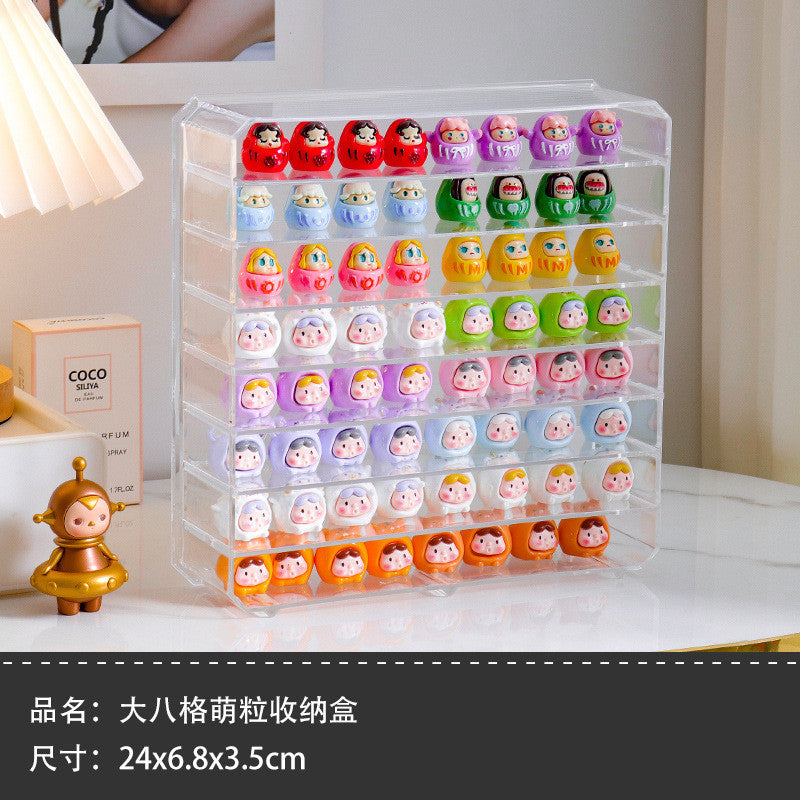 Shopclassyshop Cute pop bean mini doll organizer storage box blind box figure stand multi-layer rotating display shelf