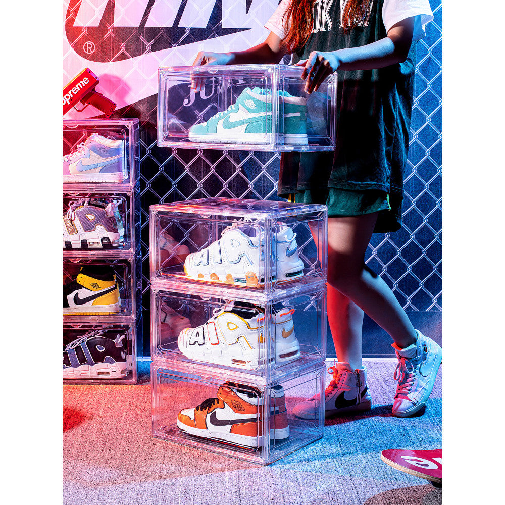 Shopclassyshop shoe/Bag Box stackable acrylic pro magnetic handbags display cabinet dust-proof stackable