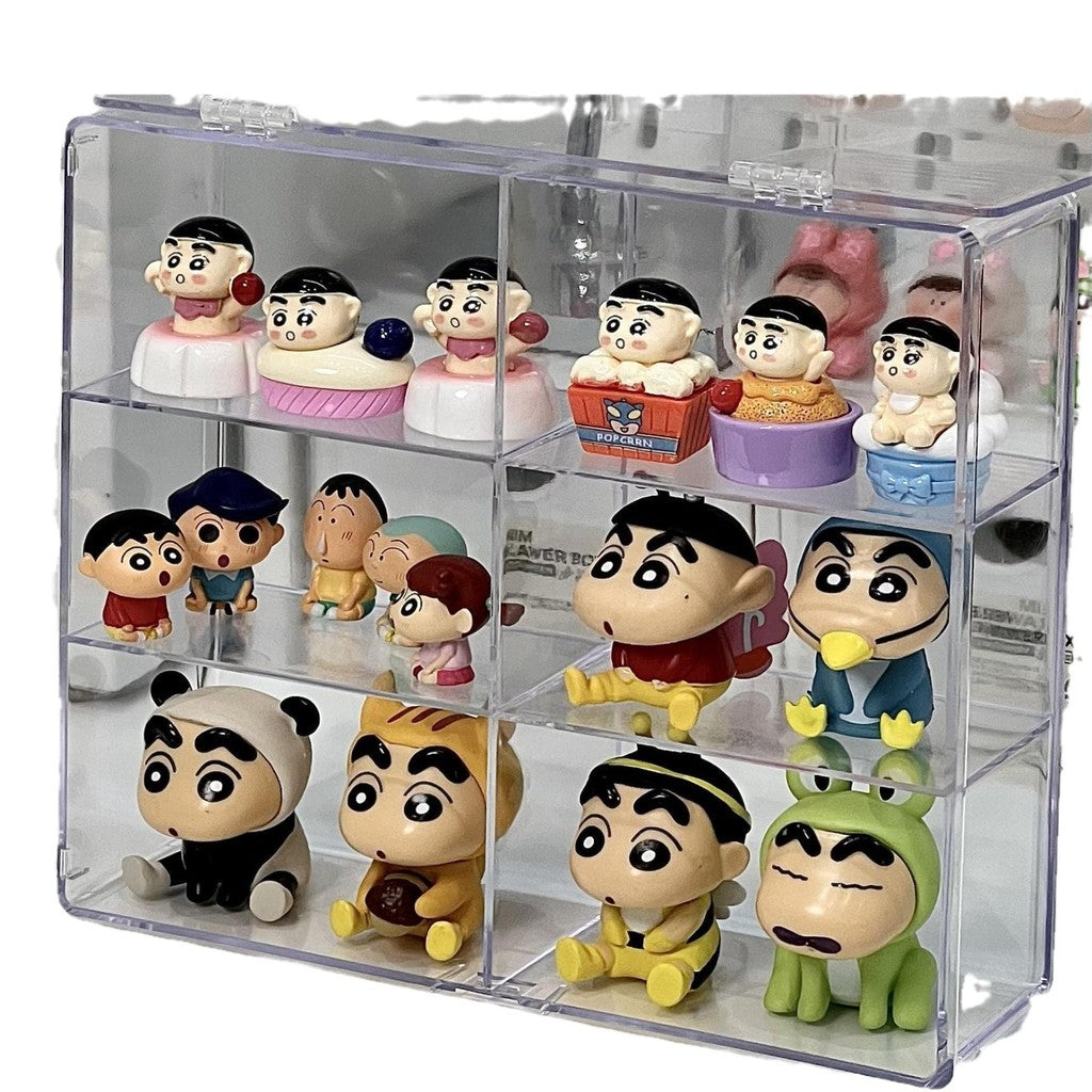 Shopclassyshop Cute pop bean mini doll organizer storage box blind box figure stand multi-layer rotating display shelf