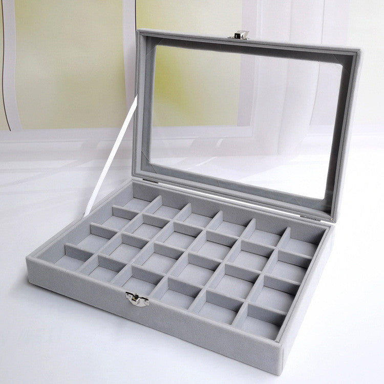 Shopclassyshop Large Compartment Jewelry Box Velvet Ring Earrings Plate Display Jewelry Organizer
