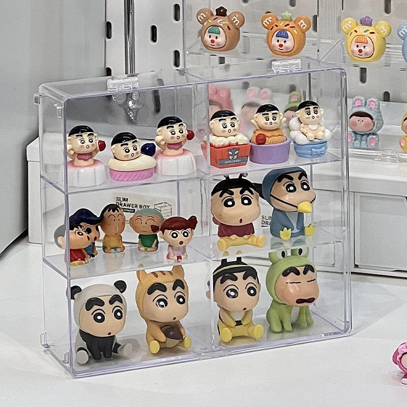 Shopclassyshop Cute pop bean mini doll organizer storage box blind box figure stand multi-layer rotating display shelf