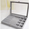 Shopclassyshop Large Compartment Jewelry Box Velvet Ring Earrings Plate Display Jewelry Organizer