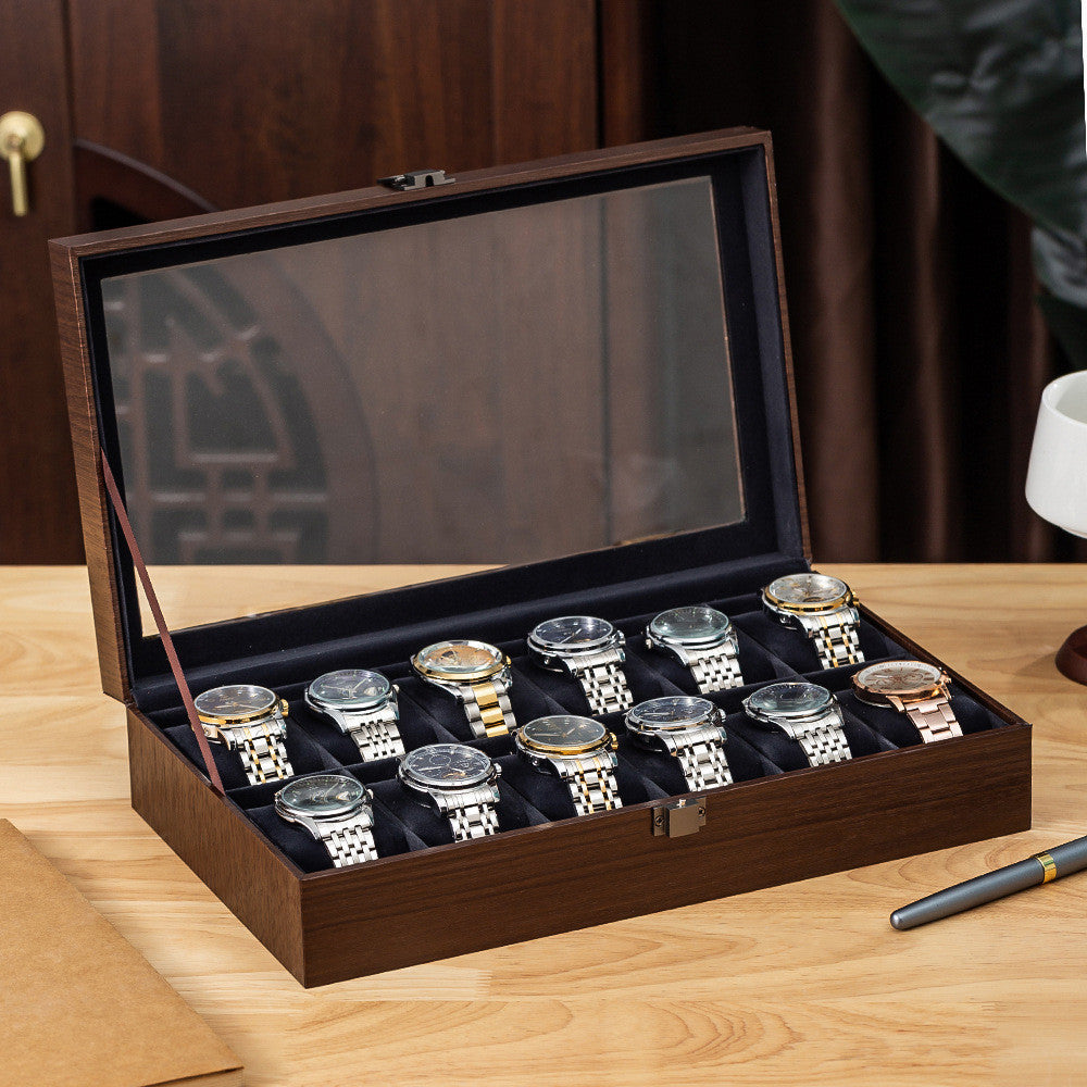 Shopclassyshop walnut wood grain watch jewelry integgrated storage box watch organizer storage box