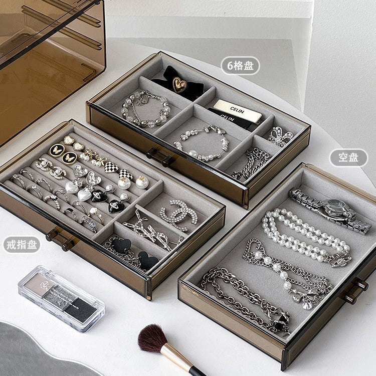 Shopclassy Compartment Jewelry Organizer Storage Box Velvet Ring Earrings Empty Plate Display Box Jewelry Tray customize