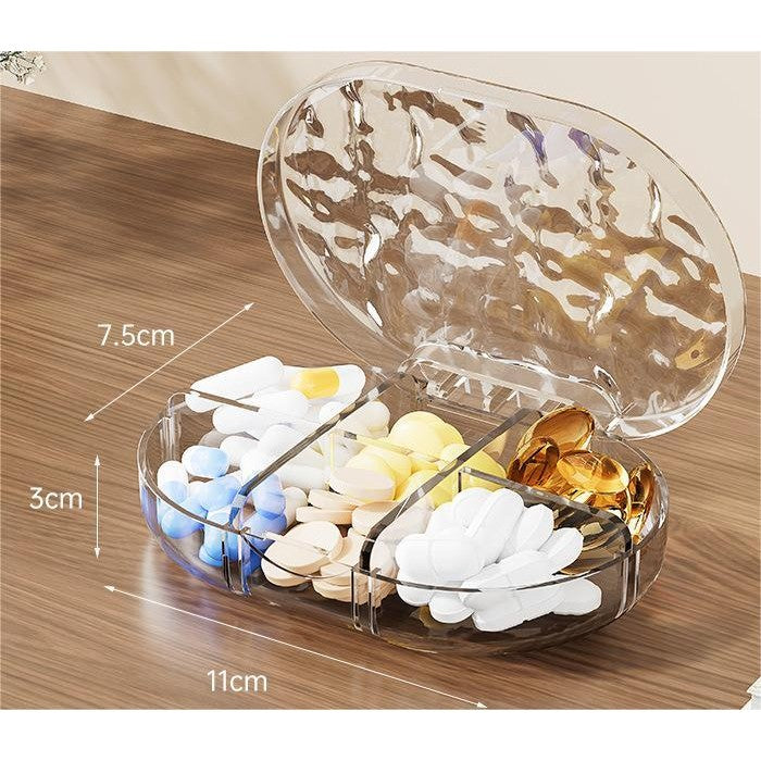 Shopclassyshop Water ripple small jewelry organizer household medicine organizer portable capacity storage pill seal box