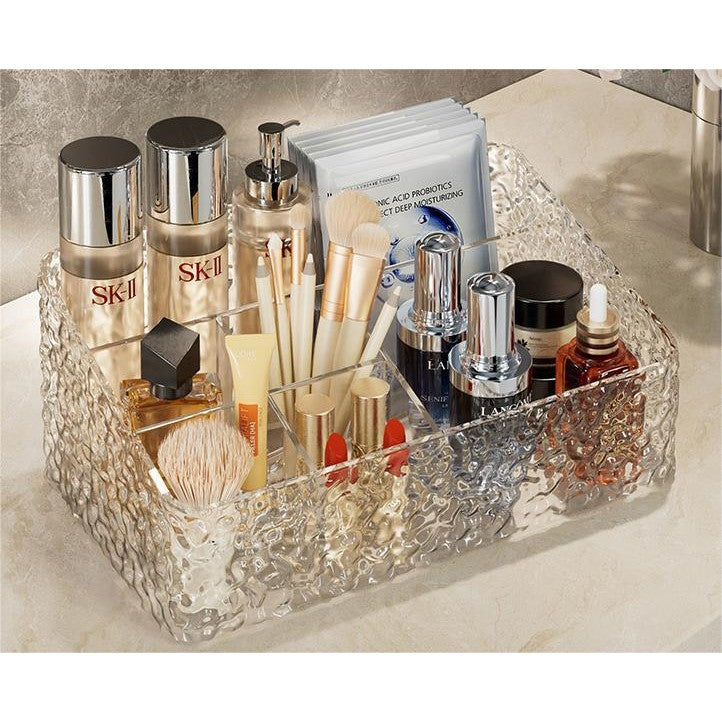 Shopclassyshop Glacier pattern large six-compartment storage box desktop cosmetics bathroom toilet organizer storage box