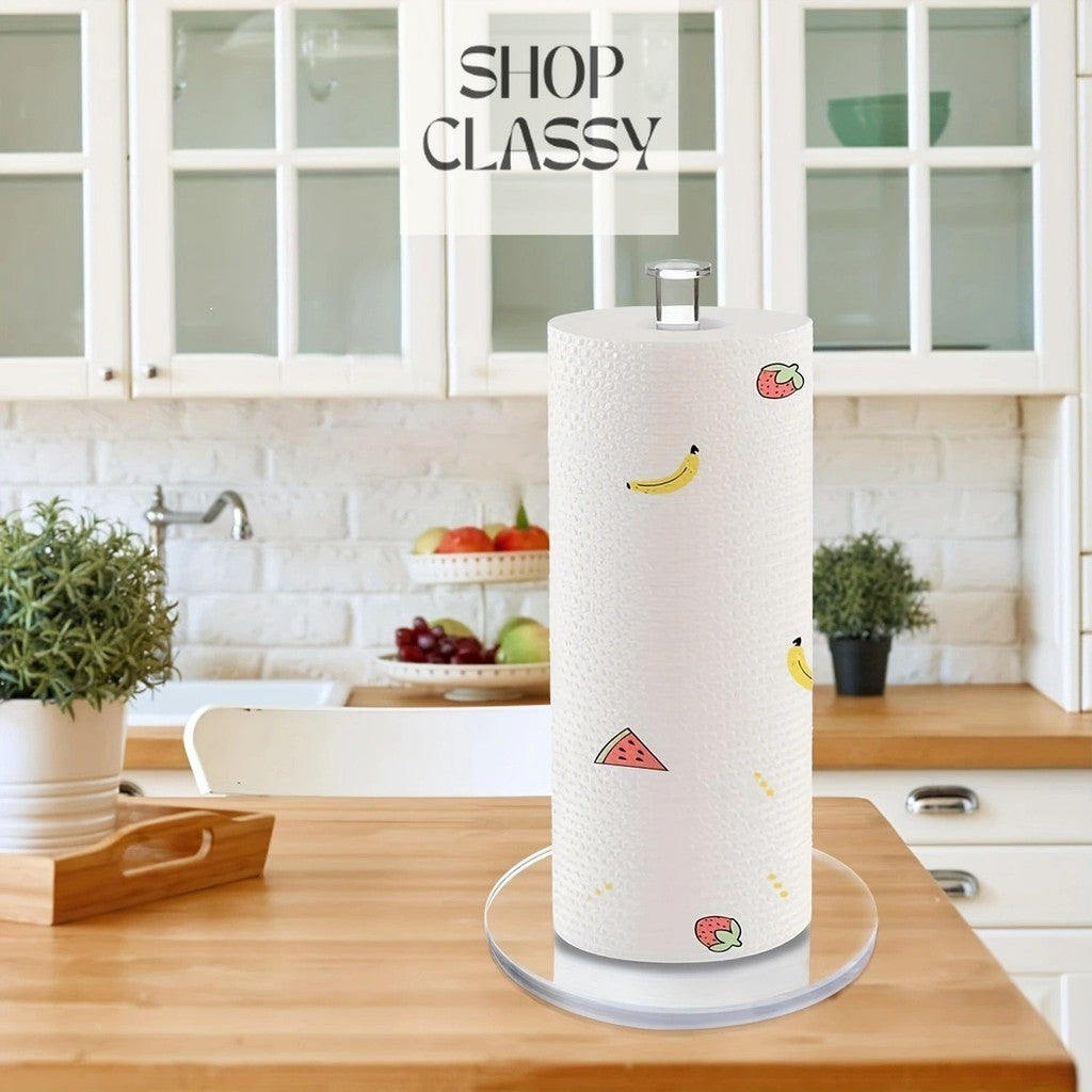 Shopclassyshop Unique Thick Acrylic Kitchen Paper Towel Holder Stand Kitchen Towel Holder Vertical Roll Paper Holder
