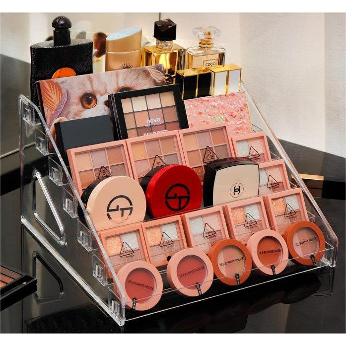 Shopclassyshop Acrylic mini bottle organizer display shelf ladder rack multi-layer perfume organizer steps case artifact