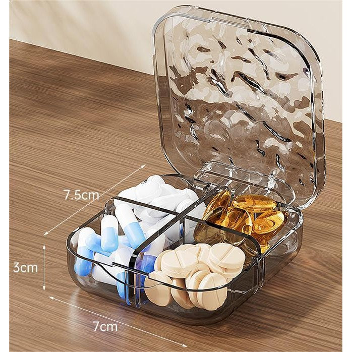 Shopclassyshop Water ripple small jewelry organizer household medicine organizer portable capacity storage pill seal box