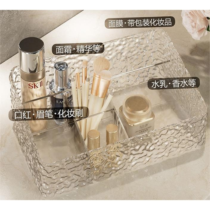 Shopclassyshop Glacier pattern large six-compartment storage box desktop cosmetics bathroom toilet organizer storage box