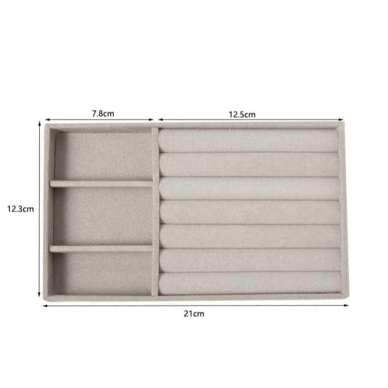 Shopclassy Compartment Jewelry Organizer Storage Box Velvet Ring Earrings Empty Plate Display Box Jewelry Tray customize