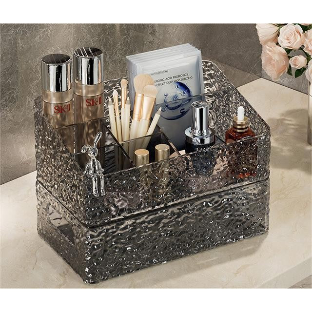 Shopclassyshop Glacier pattern large six-compartment storage box desktop cosmetics bathroom toilet organizer storage box