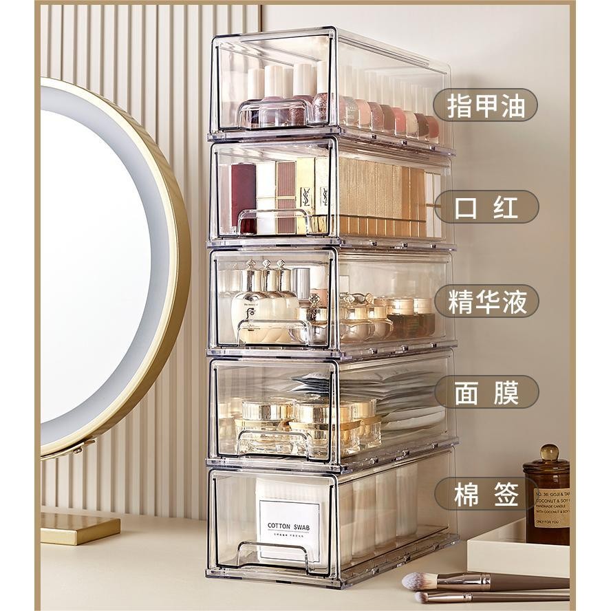Shopclassyshop Acrylic extra large cosmetics stackable drawer organizer storage box luxury dustproof