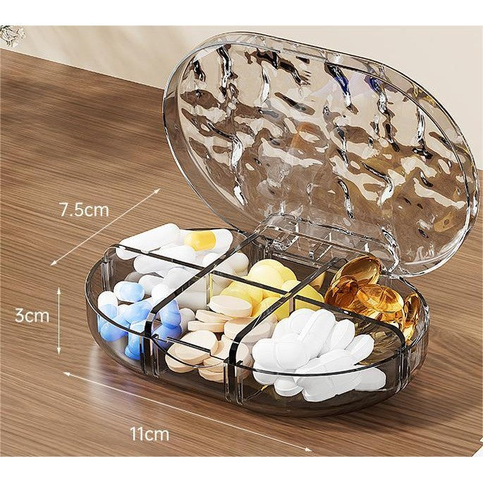 Shopclassyshop Water ripple small jewelry organizer household medicine organizer portable capacity storage pill seal box