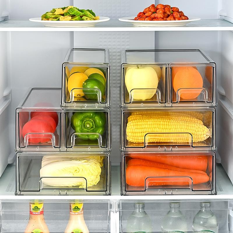 Shopclassyshop Acrylic large Refrigerator for vegetables and fruits stackable drawer fridge organizer storage box