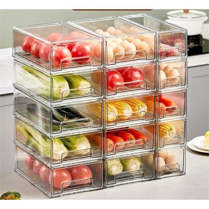 Shopclassyshop Acrylic large Refrigerator for vegetables and fruits stackable drawer fridge organizer storage box