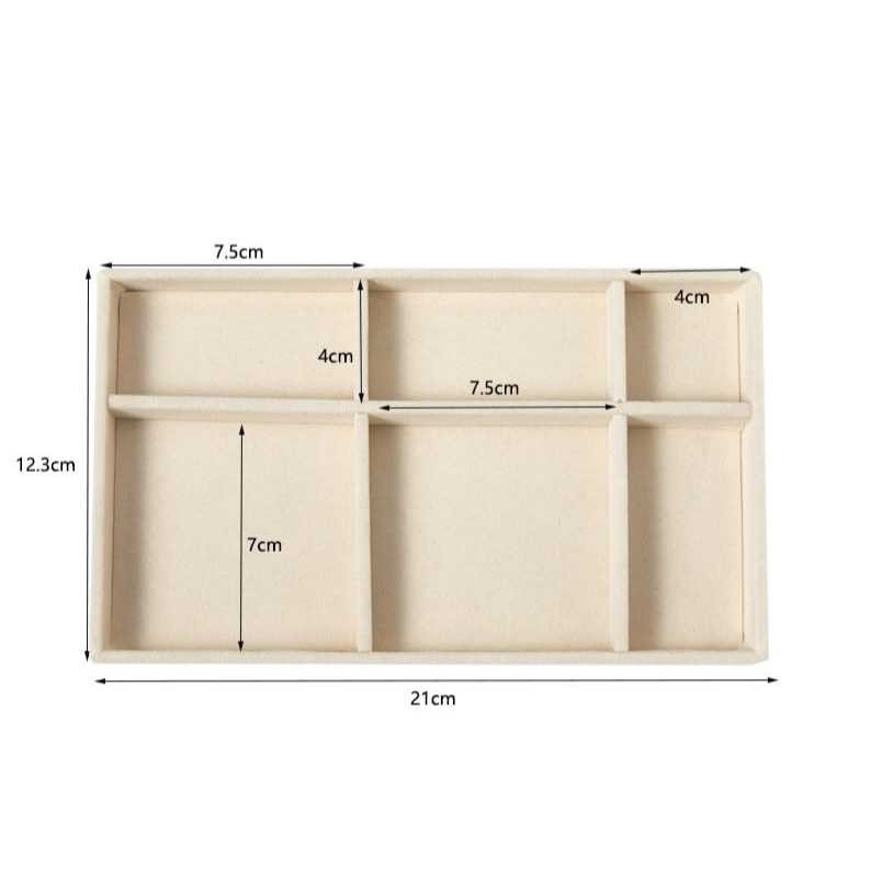 Shopclassy Compartment Jewelry Organizer Storage Box Velvet Ring Earrings Empty Plate Display Box Jewelry Tray customize
