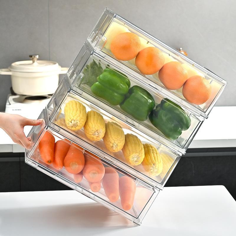Shopclassyshop Acrylic large Refrigerator for vegetables and fruits stackable drawer fridge organizer storage box