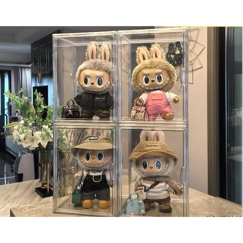 Shopclassyshop Acrylic Labubu Doll plush toy storage display box angel stackable doll dust-proof