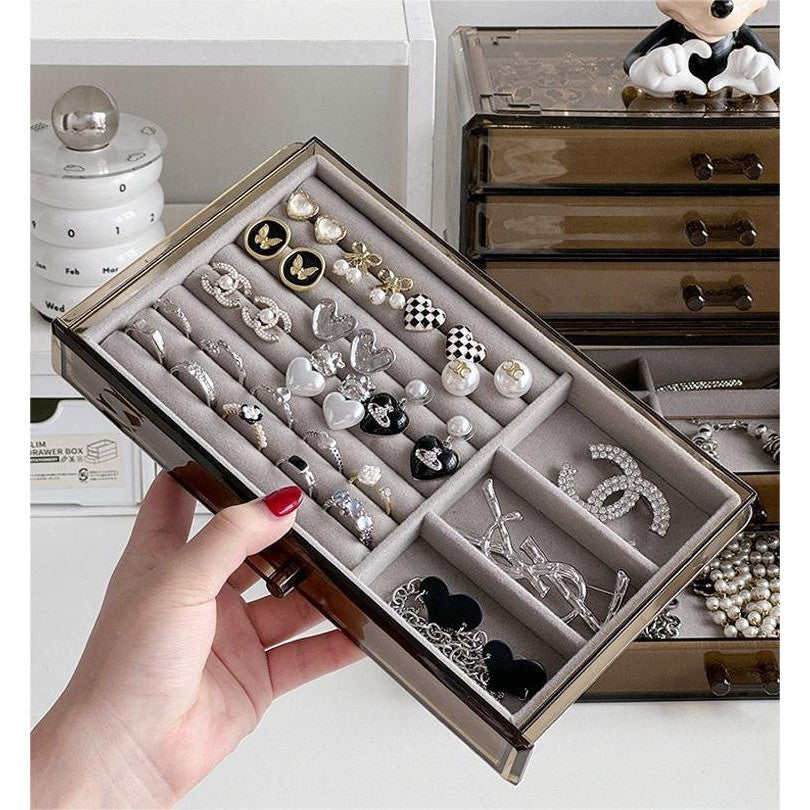 Shopclassy Compartment Jewelry Organizer Storage Box Velvet Ring Earrings Empty Plate Display Box Jewelry Tray customize