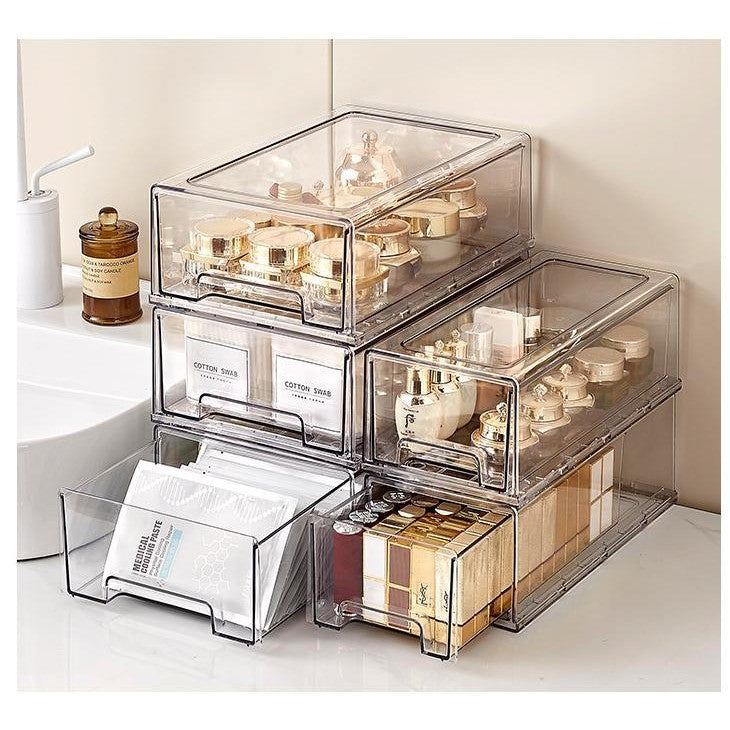 Shopclassyshop Acrylic extra large cosmetics stackable drawer organizer storage box luxury dustproof