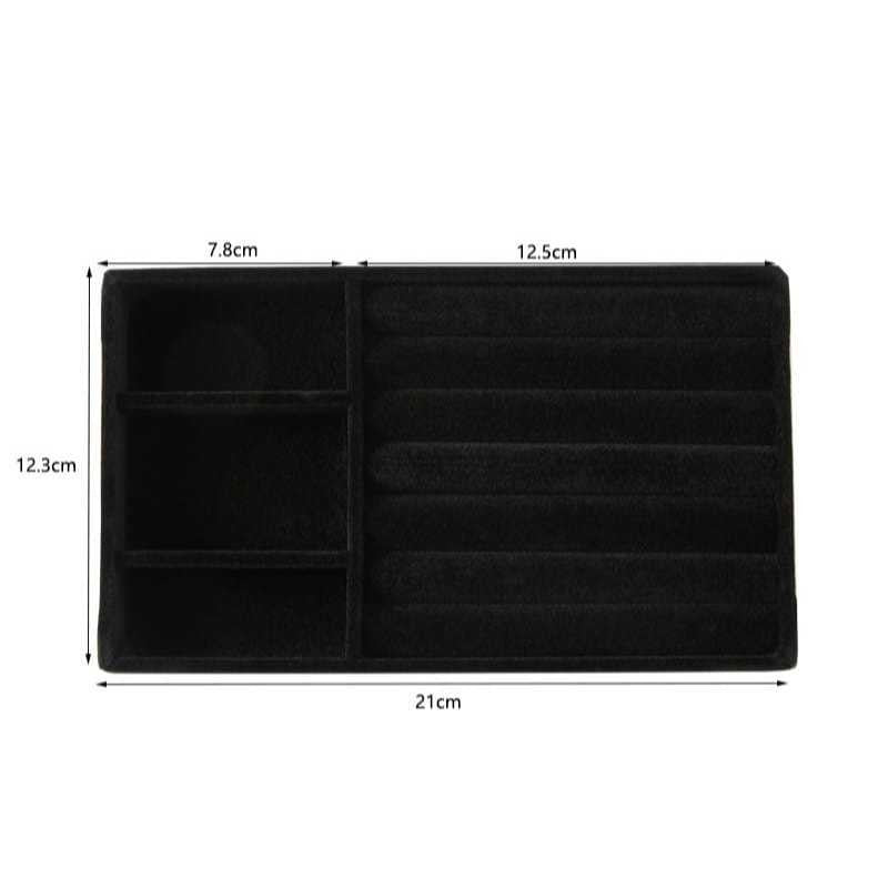 Shopclassy Compartment Jewelry Organizer Storage Box Velvet Ring Earrings Empty Plate Display Box Jewelry Tray customize